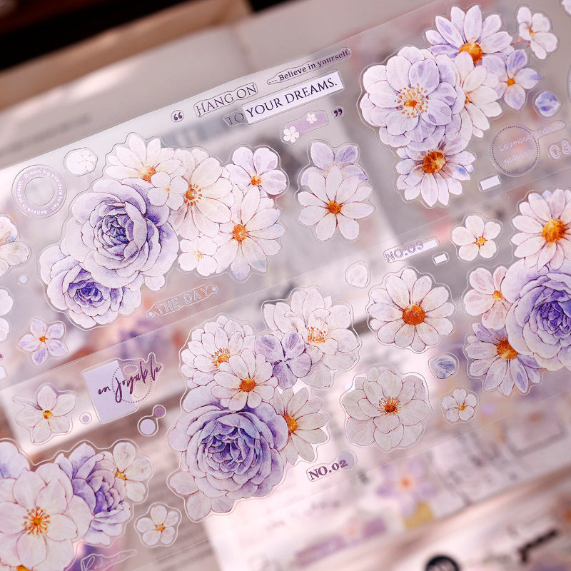 5.5cm*125cm Softly Blooming Flower Die Cutting Washi/PET/Shell Light Washi/PET Tape