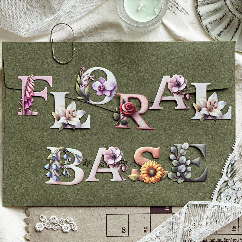 Forest Alphabet Guide Series Sticker featuring forest designs for journaling, scrapbooking and collage