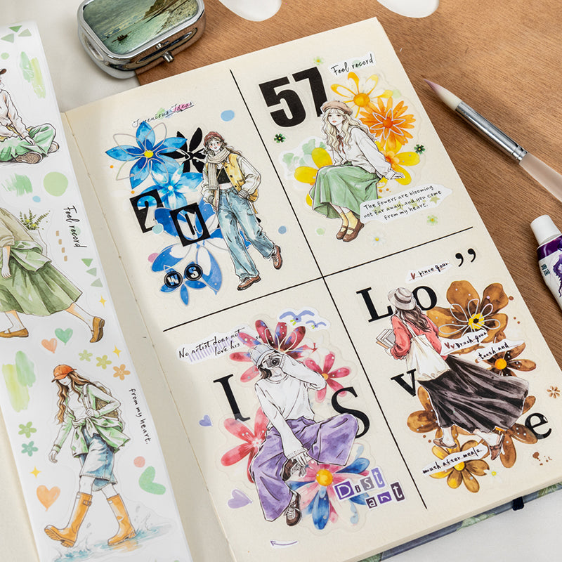 Painted Girl Series Die Cutting Synthetic Paper Tape