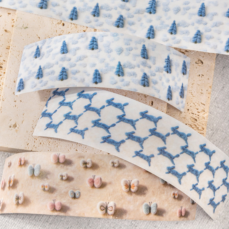 Kagawa Shimeng Series White Kraft Paper Tape featuring white designs for journaling, scrapbooking and collage