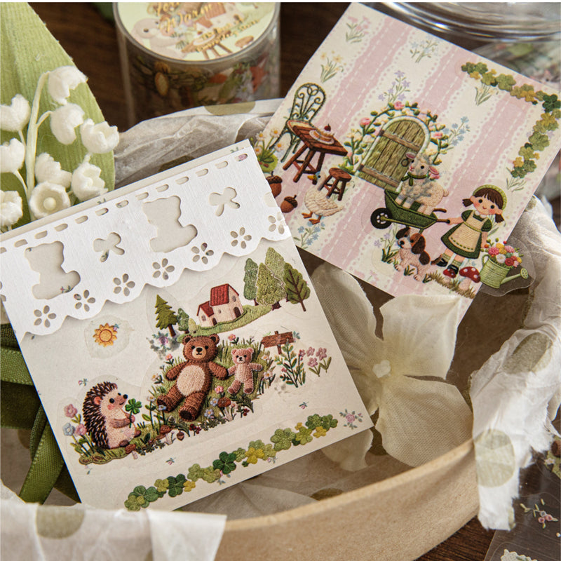 Embroidery Book Series Die Cutting PET Tape featuring book designs for journaling, scrapbooking and collage
