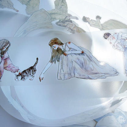 5.5cm*166cm Girls Thoughts Die Cutting Washi/PET/Fog PET Tape featuring girl designs for journaling, scrapbooking and collage