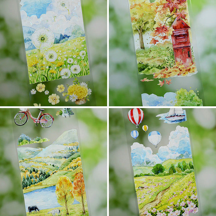 6.5cm*120cm Explore Mountains Shell Light PET Tape featuring light designs for journaling, scrapbooking and collage