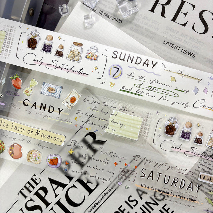 4.5cm*250cm Sweet Words Die Cutting Washi/PET/Fog PET Tape featuring sweet designs for journaling, scrapbooking and collage