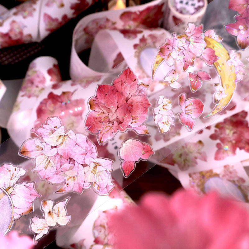 Whole Roll 6cm*5m Flower Mirror Die Cutting Shell Light Washi/PET Tape