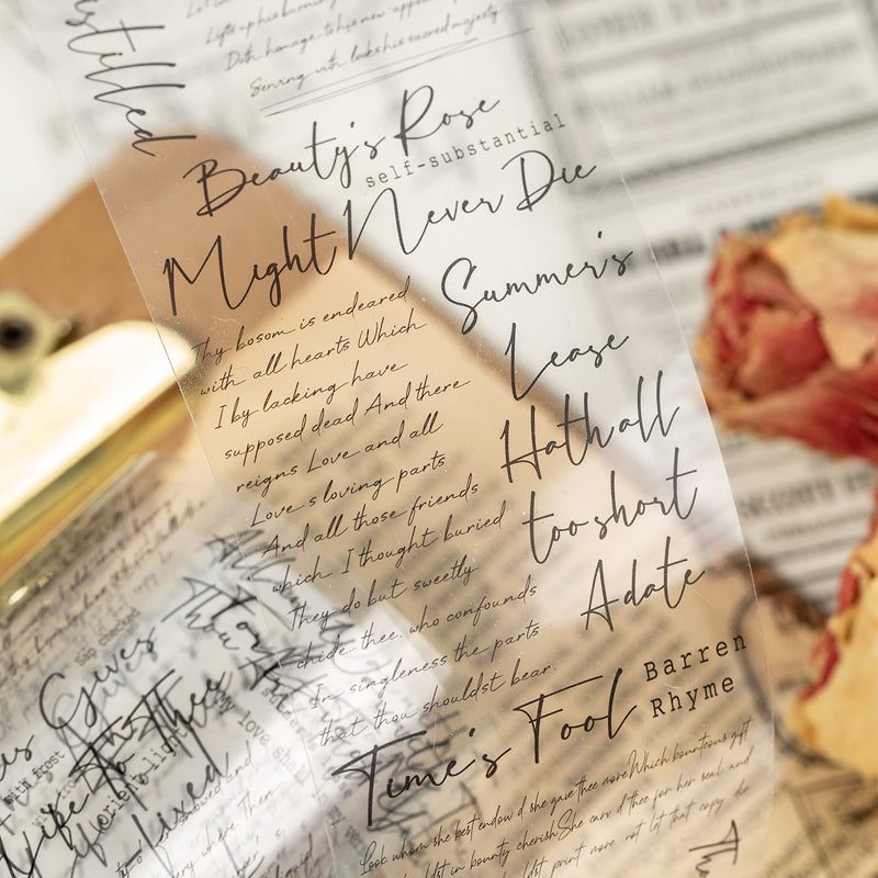 Textual Theatre Series PET Tape for journaling, scrapbooking and collage