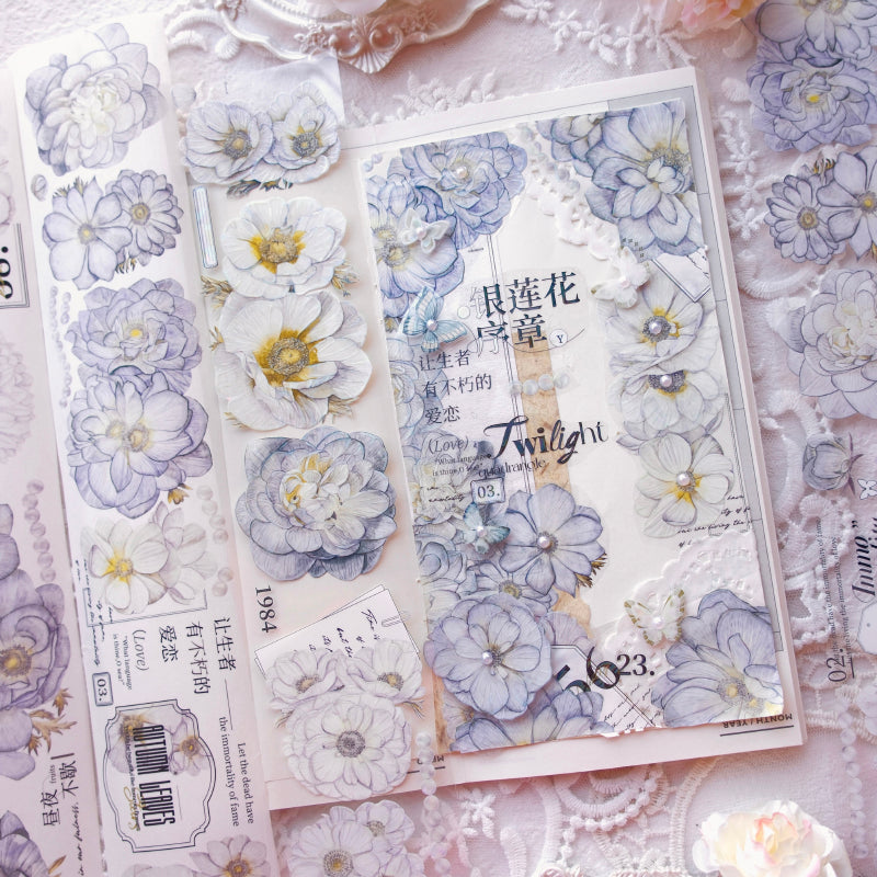 Whole Roll 6cm*6m Silver Lotus Washi/PET Tape