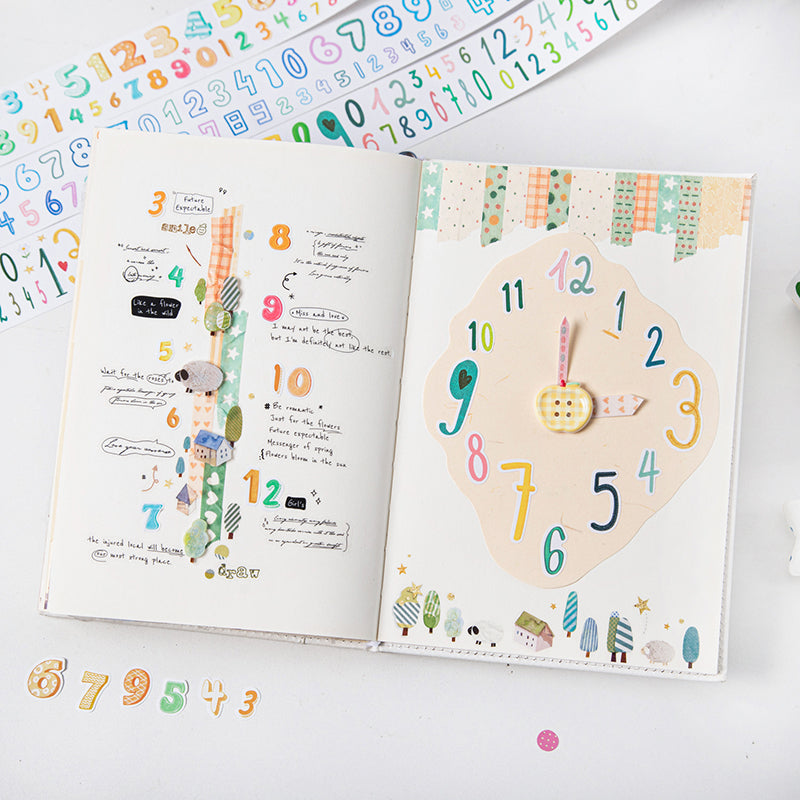 Variety Number Series Die Cutting PET Tape for journaling, scrapbooking and collage