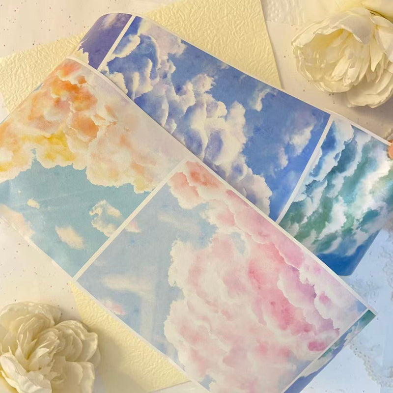 Whole Roll 10cm*4.29m Dreams accumulate in the clouds Washi Tape featuring dream, and cloud designs for journaling, scrapbooking and collage