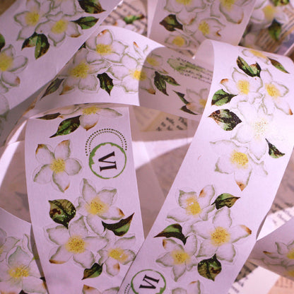 Whole Roll 5cm*5m Spring of the Four Seasons Die Cutting Washi/PET/Shell Silver PET Tape featuring spring, silver, and sea designs for journaling, scrapbooking and collage