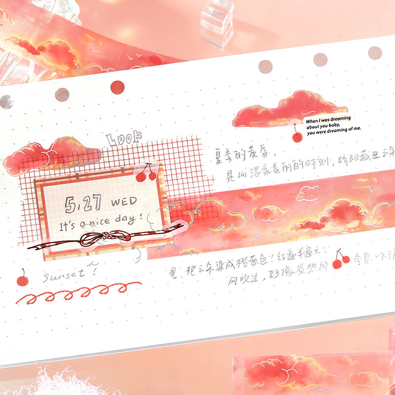Dreaming Flowing Light Music Series Silver Stamping PET Tape featuring dream, silver, and music designs for journaling, scrapbooking and collage