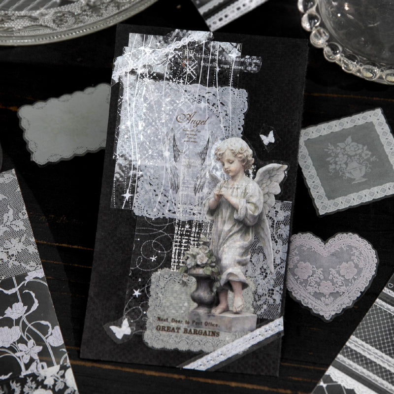 Lace Old Color Series PET Tape featuring old, lace, and color designs for journaling, scrapbooking and collage