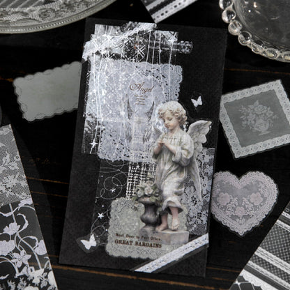 Lace Old Color Series PET Tape featuring old, lace, and color designs for journaling, scrapbooking and collage