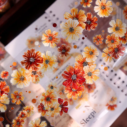 5cm*125cm Autumn Brown Floral Die Cutting Washi/PET/Shell Light Washi/PET Tape