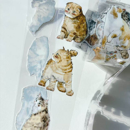 Whole Roll 3.5cm*10m kitty Die Cutting Washi/PET/Fog PET Tape for journaling, scrapbooking and collage