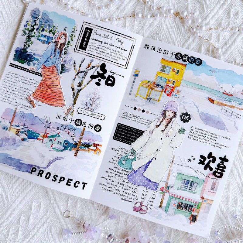 7cm*125cm Snow Falls Die Cutting Washi/PET/Fog PET Tape featuring snow designs for journaling, scrapbooking and collage