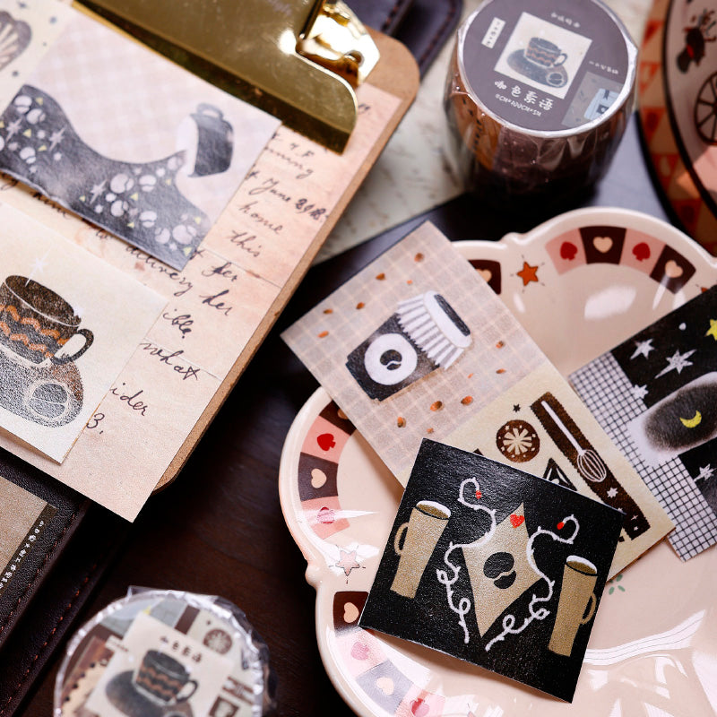 4cm*100cm Coffee Color Language Washi Tape featuring color designs for journaling, scrapbooking and collage