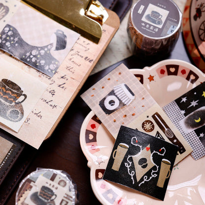 4cm*100cm Coffee Color Language Washi Tape featuring color designs for journaling, scrapbooking and collage