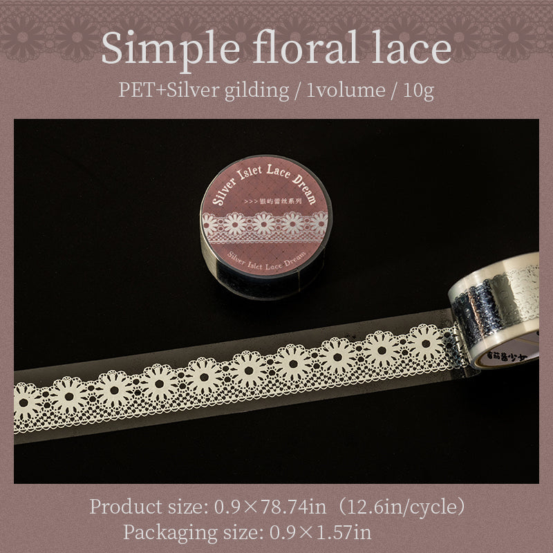 Silver Islet Lace Dream Series Silver Stamping PET Tape