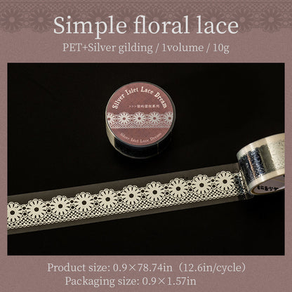 Silver Islet Lace Dream Series Silver Stamping PET Tape