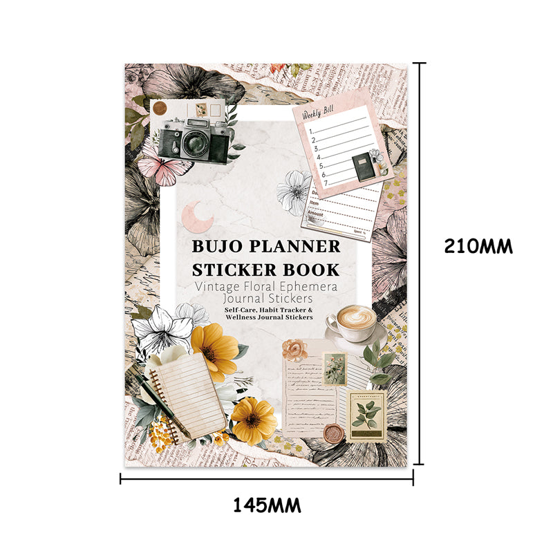 Retro Diary Sticker Book featuring retro, and book designs for journaling, scrapbooking and collage