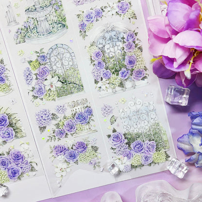 7cm*110cm Dream Garden of Flowers Shell Light PET Tape featuring garden, dream, and flower designs for journaling, scrapbooking and collage