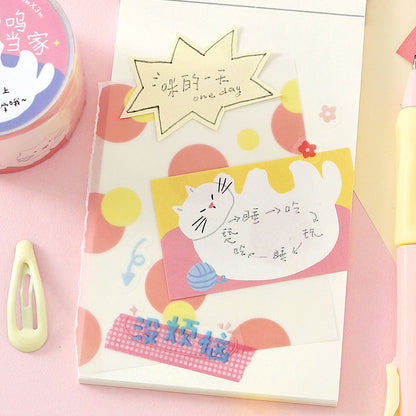 Flat Cat Diary Series Die Cutting Writing Paper Tape