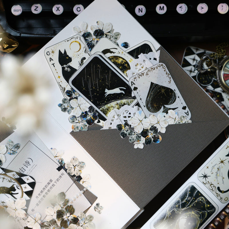 Whole Roll 4.5cm*5m Star Brand Diary Die Cutting Gold Stamping Washi/PET Tape featuring old, gold, and star designs for journaling, scrapbooking and collage