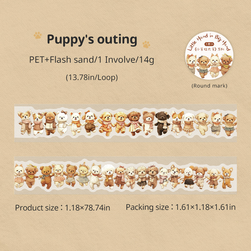 Little Hand in Big Hand Series Die Cutting Flash Sand PET Tape