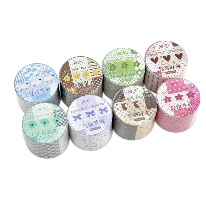 Dot Pattern Battle Series Die Cutting White Kraft Paper Tape featuring white, and dot designs for journaling, scrapbooking and collage