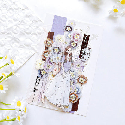 Whole Roll 5cm*5m Fairy Primrose Die Cutting Washi/PET/Flash Sand Synthetic Paper Tape featuring rose, and fairy designs for journaling, scrapbooking and collage