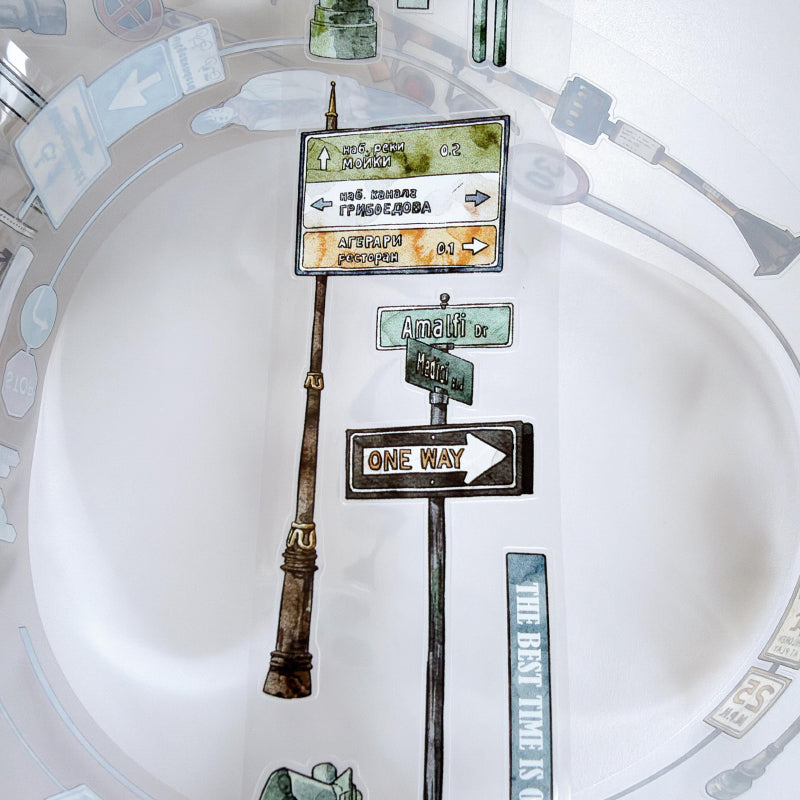 5cm*333cm Road Sign Die Cutting Washi/PET/Fog PET Tape for journaling, scrapbooking and collage