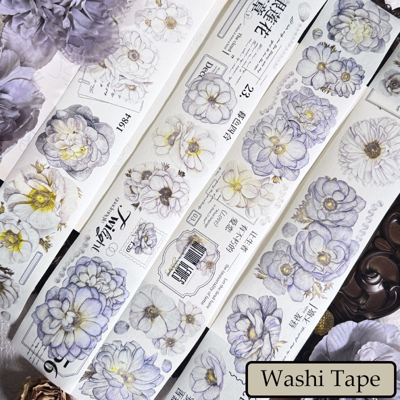 Whole Roll 6cm*6m Silver Lotus Washi/PET Tape