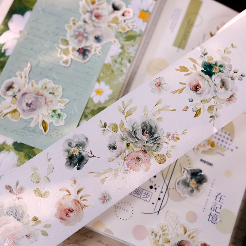 Whole Roll 5.5cm*6m Mountain Mist Die Cutting Washi/PET Tape for journaling, scrapbooking and collage