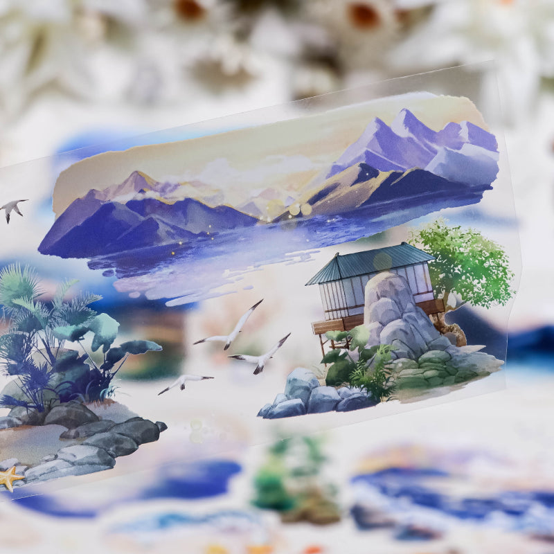 Whole Roll 7cm*5m The Sea at Dusk PET Tape featuring sea designs for journaling, scrapbooking and collage