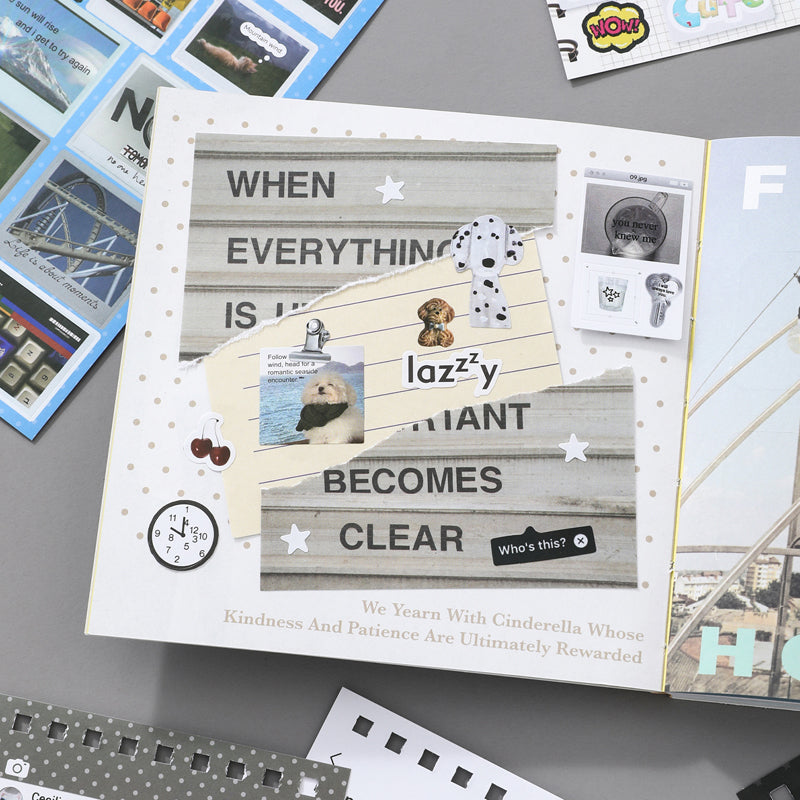 Fragment Log Series Sticker Book featuring book designs for journaling, scrapbooking and collage
