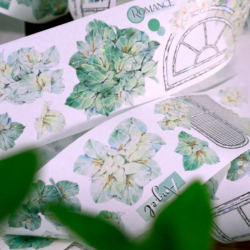 6cm*100cm Flower Architrave Die Cutting Shell Light Washi/PET Tape