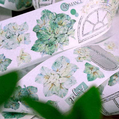 6cm*100cm Flower Architrave Die Cutting Shell Light Washi/PET Tape