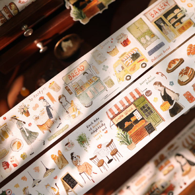 Whole Roll 5.5cm*5m Daily Life Of Bakery Die Cutting Washi/Fog PET Tape for journaling, scrapbooking and collage