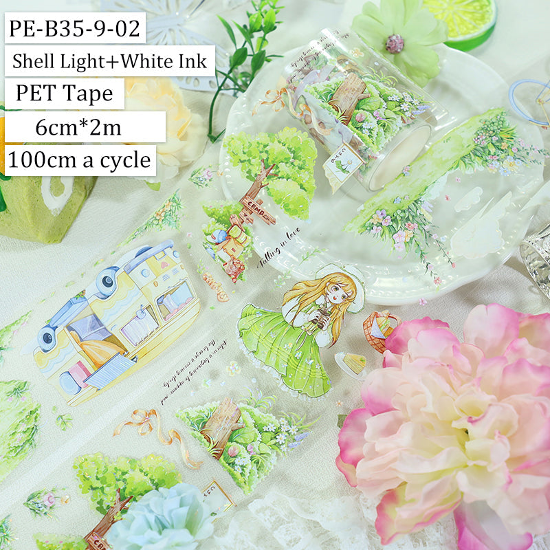 Green wind gathering wild Die Cutting Washi/Shell Light PET Tape