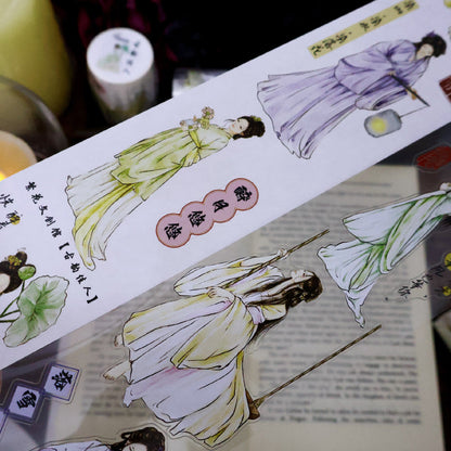 6.1cm*100cm Ancient Graceful Lady Die Cutting Washi/PET Tape for journaling, scrapbooking and collage