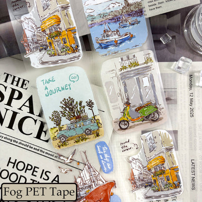 Whole Roll 7cm*5m Take a Journey Die Cutting Washi/PET/Fog PET Tape