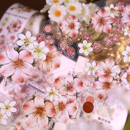 Pink Mist Flower Die-Cutting Washi Tape - Sample 100cm