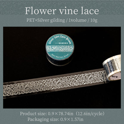 Silver Islet Lace Dream Series Silver Stamping PET Tape