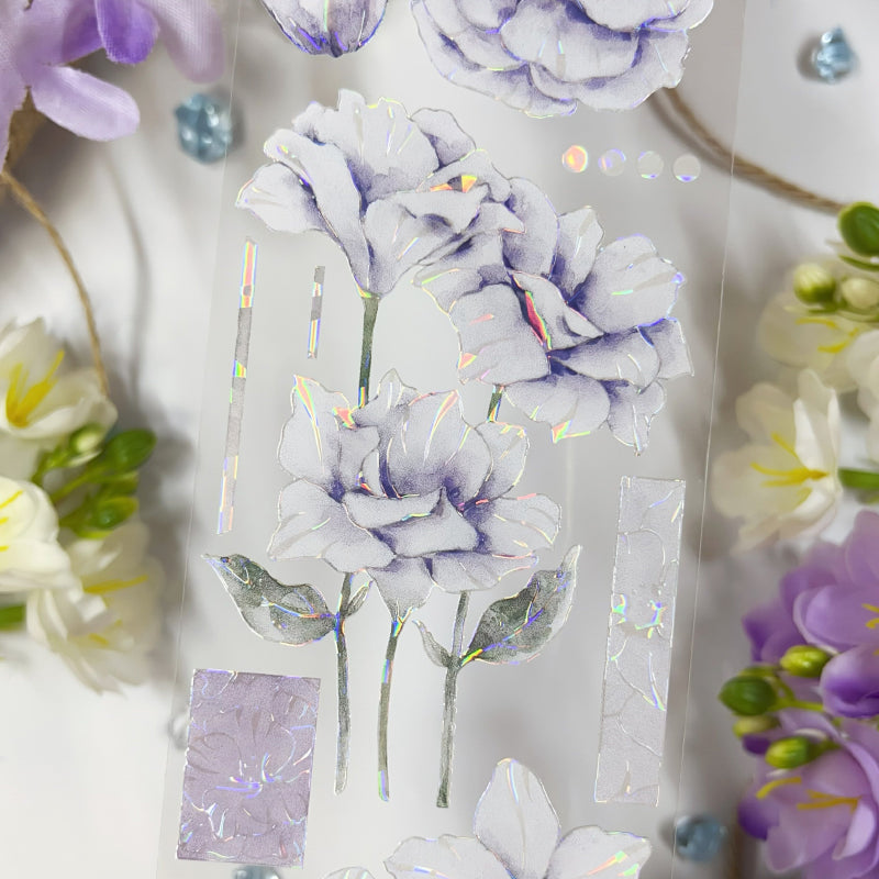 6cm*100cm Purple anemone Shell Light PET Tape featuring light designs for journaling, scrapbooking and collage