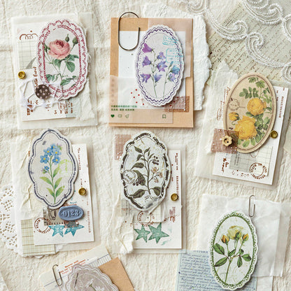 Flower Picking Collection Series Sticker featuring flower designs for journaling, scrapbooking and collage