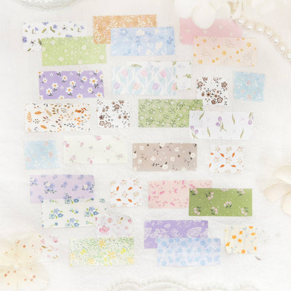 Flower letter series Die Cutting White Kraft Paper Tape featuring white, flower, and letter designs for journaling, scrapbooking and collage