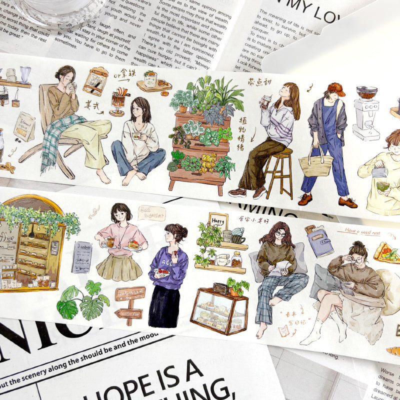 7.5cm*100cm Coffee Lover Die Cutting Washi/PET/Fog PET Tape for journaling, scrapbooking and collage