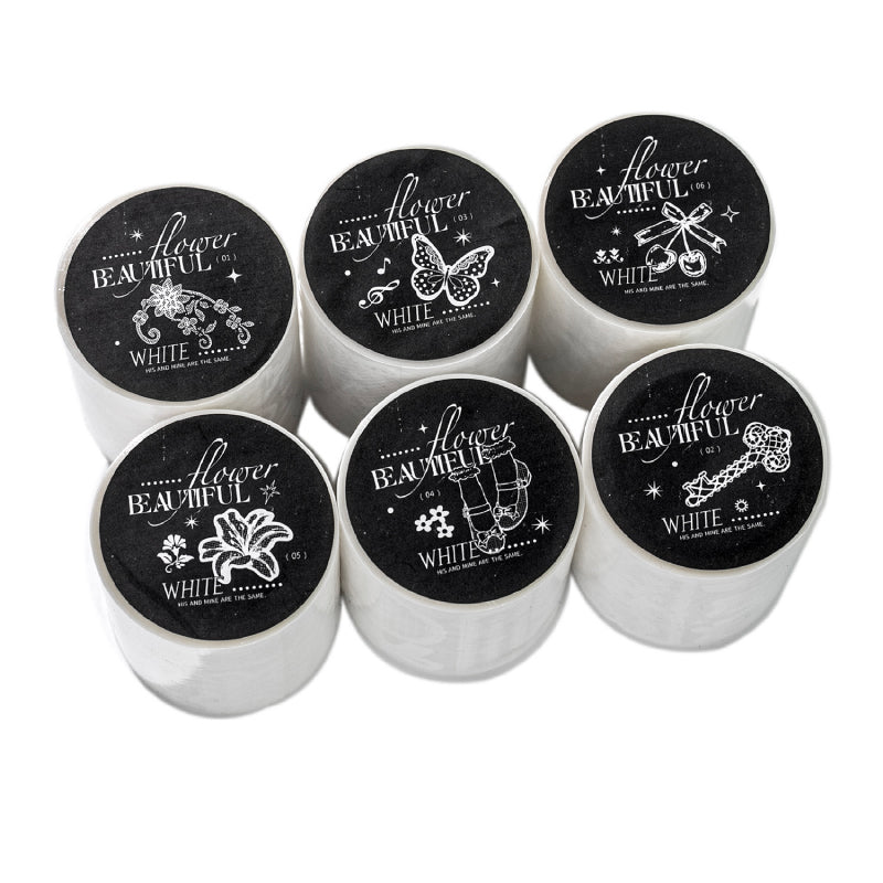 White Tea Blossom Dream Series Die Cutting Flash Sand PET Tape featuring dream, tea, and white designs for journaling, scrapbooking and collage
