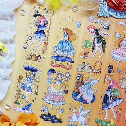 6cm*100cm Star Moon Traveler Shell Light PET Tape featuring star, moon, and light designs for journaling, scrapbooking and collage